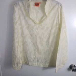 Tory Burch Cream Long-Sleeve V-Neck Blouse